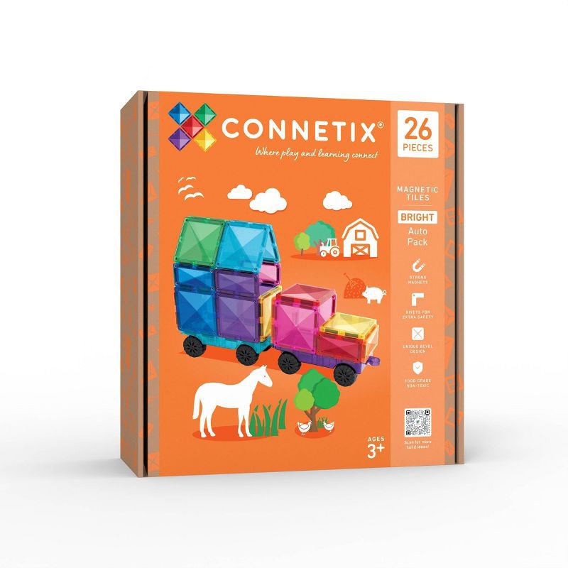 slide 10 of 10, CONNETIX Magnetic Tiles Bright Auto Pack Building Blocks 26pc: Educational Creative Thinking Set, 26 Pieces, 26 ct, 26 ct