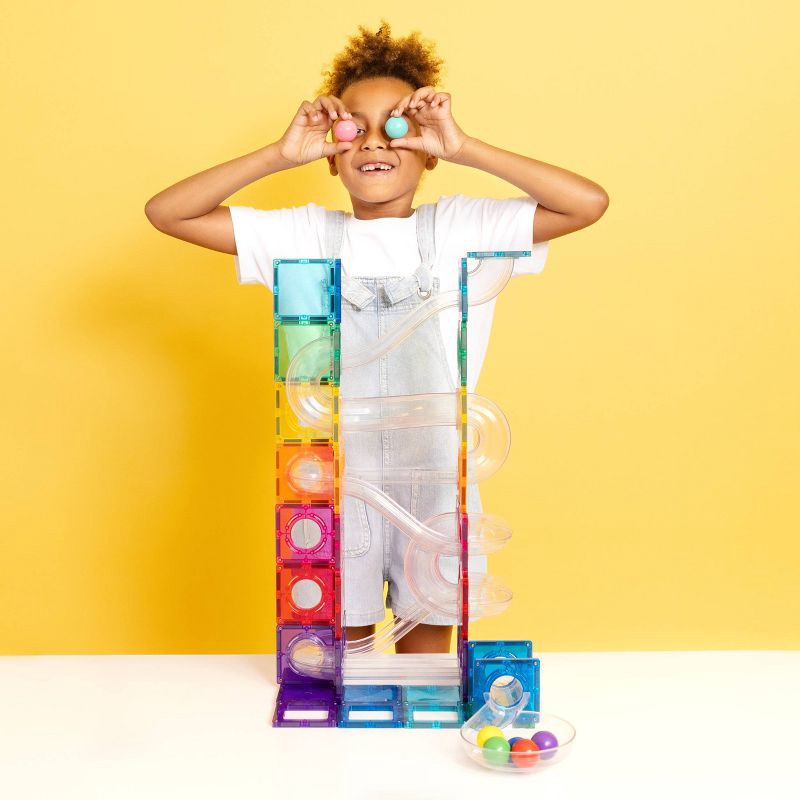 slide 2 of 11, CONNETIX Magnetic Tiles Bright Ball Run Pack 122pc, 122 ct