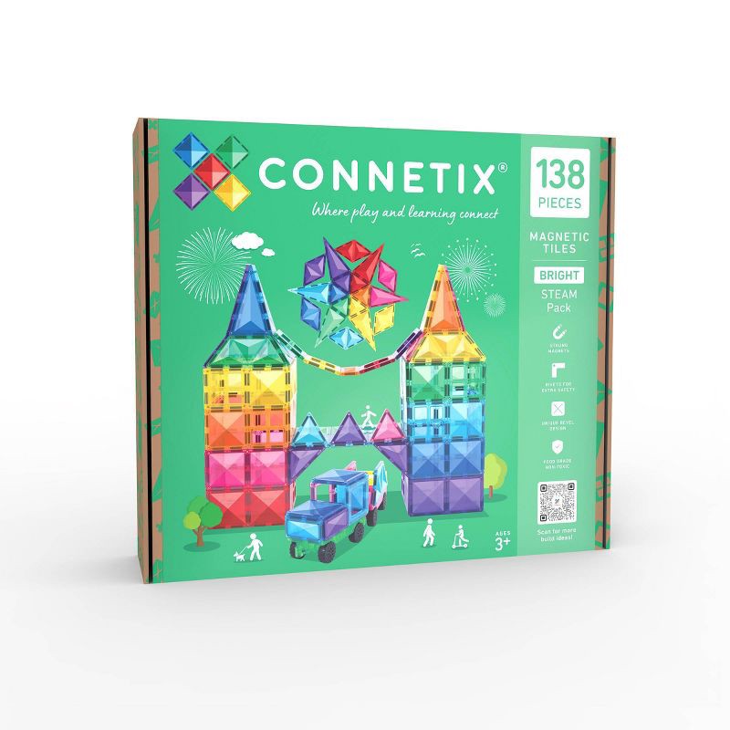slide 1 of 11, CONNETIX Magnetic Tiles Bright STEAM Pack Building Blocks 138pc, 138 ct