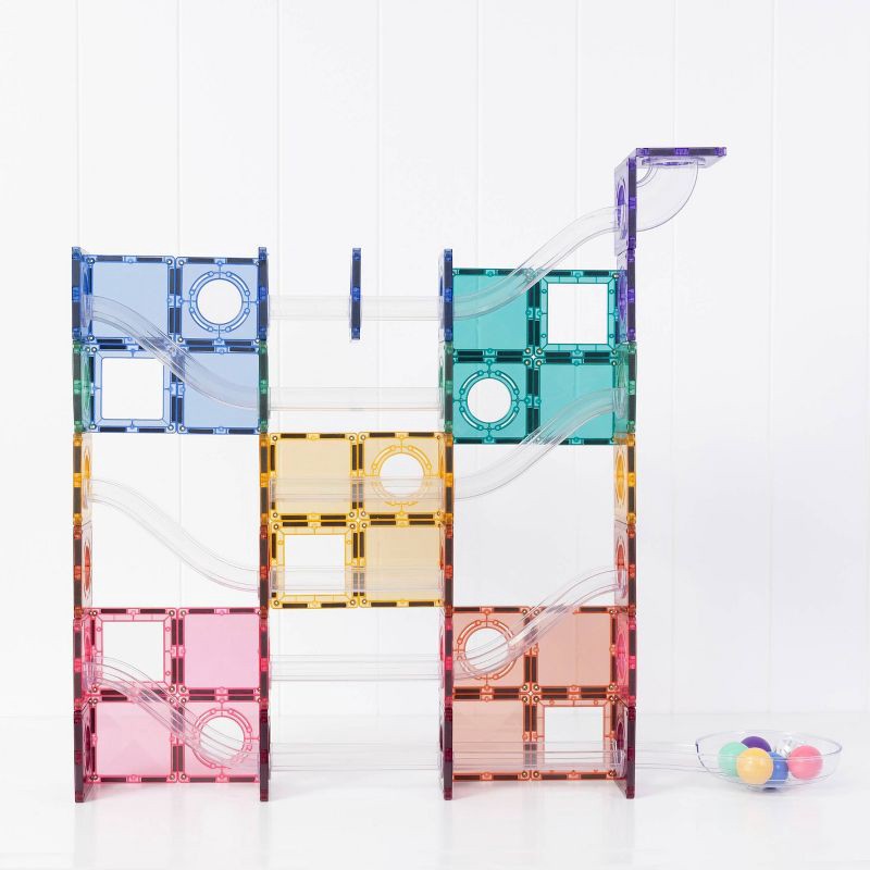 slide 4 of 10, CONNETIX Magnetic Tiles Pastel Ball Run Pack Building Blocks 122pc, 122 ct
