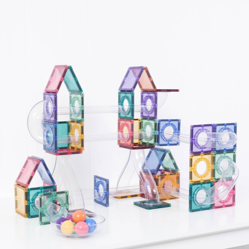 slide 8 of 10, CONNETIX Magnetic Tiles Pastel Ball Run Pack Building Blocks 122pc, 122 ct