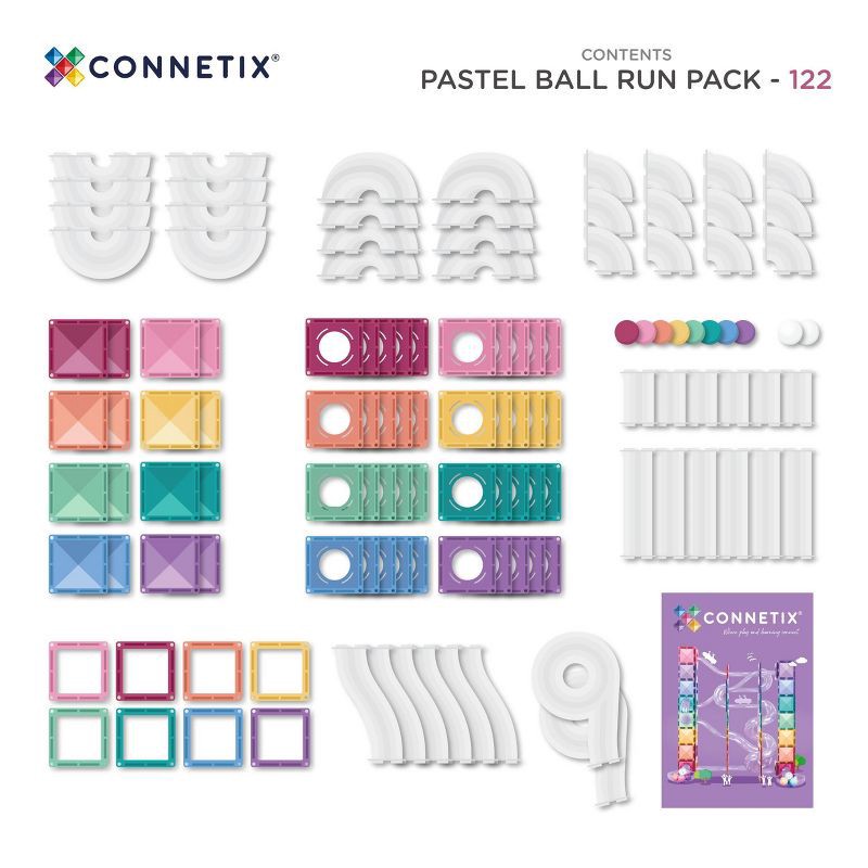 slide 9 of 10, CONNETIX Magnetic Tiles Pastel Ball Run Pack Building Blocks 122pc, 122 ct