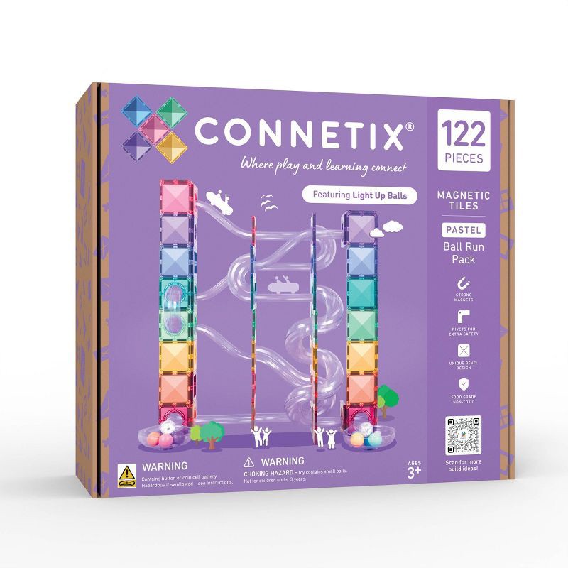 slide 10 of 10, CONNETIX Magnetic Tiles Pastel Ball Run Pack Building Blocks 122pc, 122 ct