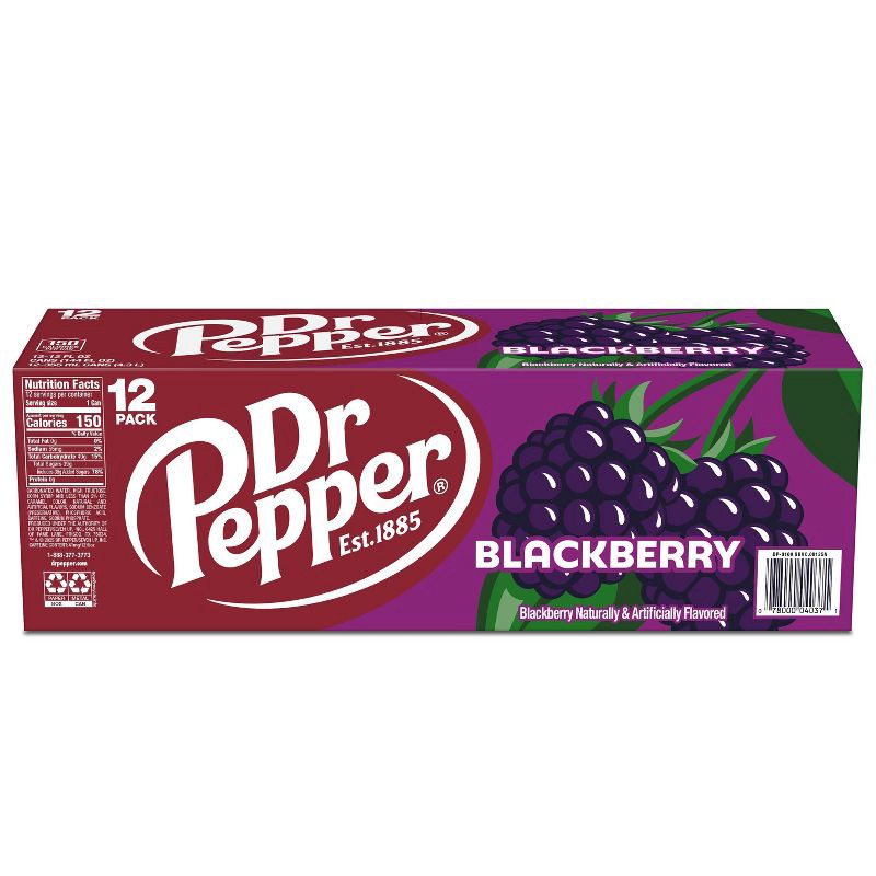 slide 7 of 9, Dr Pepper Blackberry Soda - 12pk/12 fl oz Cans, 12 ct; 12 fl oz