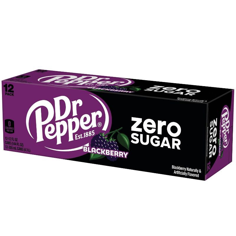 slide 6 of 8, Dr Pepper Blackberry Zero Sugar Soda - 12pk/12 fl oz Cans, 12 ct; 12 fl oz