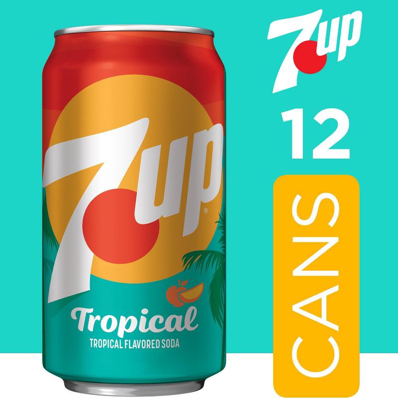 slide 2 of 9, 7UP Tropical Soda - 12pk/12 fl oz Cans, 12 ct; 12 fl oz