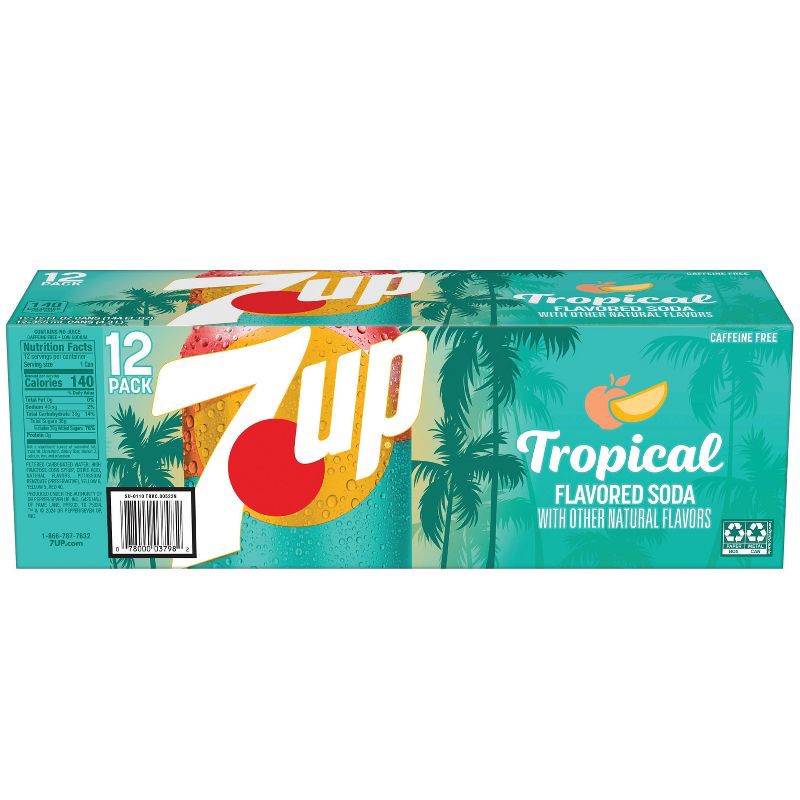 slide 8 of 9, 7UP Tropical Soda - 12pk/12 fl oz Cans, 12 ct; 12 fl oz