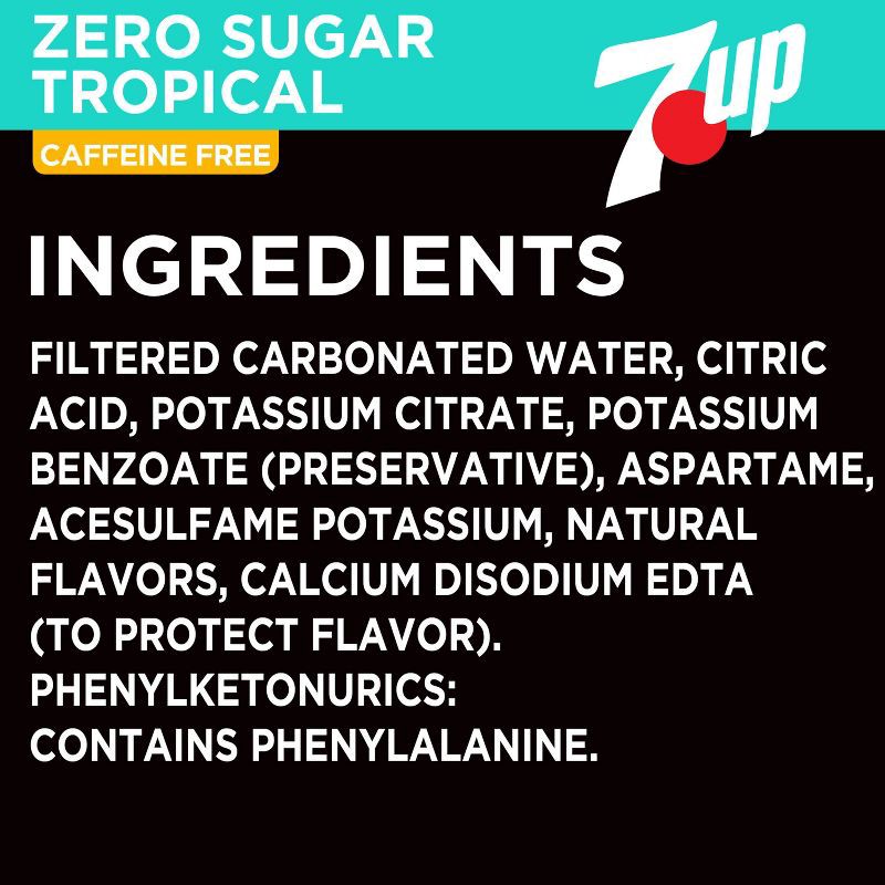slide 9 of 9, 7UP Tropical Zero Sugar Soda - 12pk/12 fl oz Cans, 12 ct; 12 fl oz
