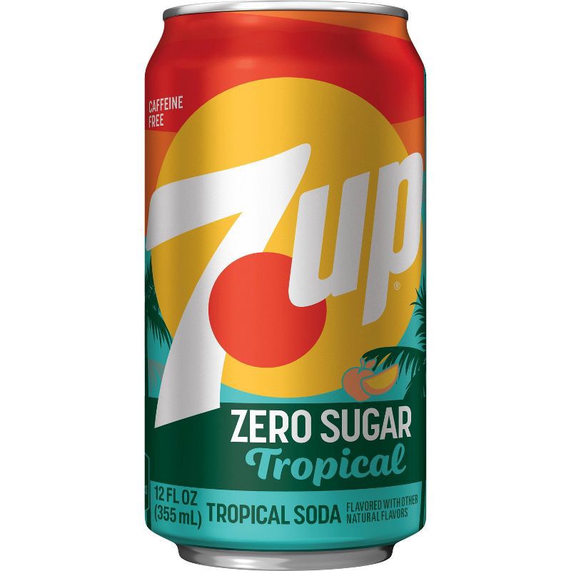 slide 7 of 9, 7UP Tropical Zero Sugar Soda - 12pk/12 fl oz Cans, 12 ct; 12 fl oz