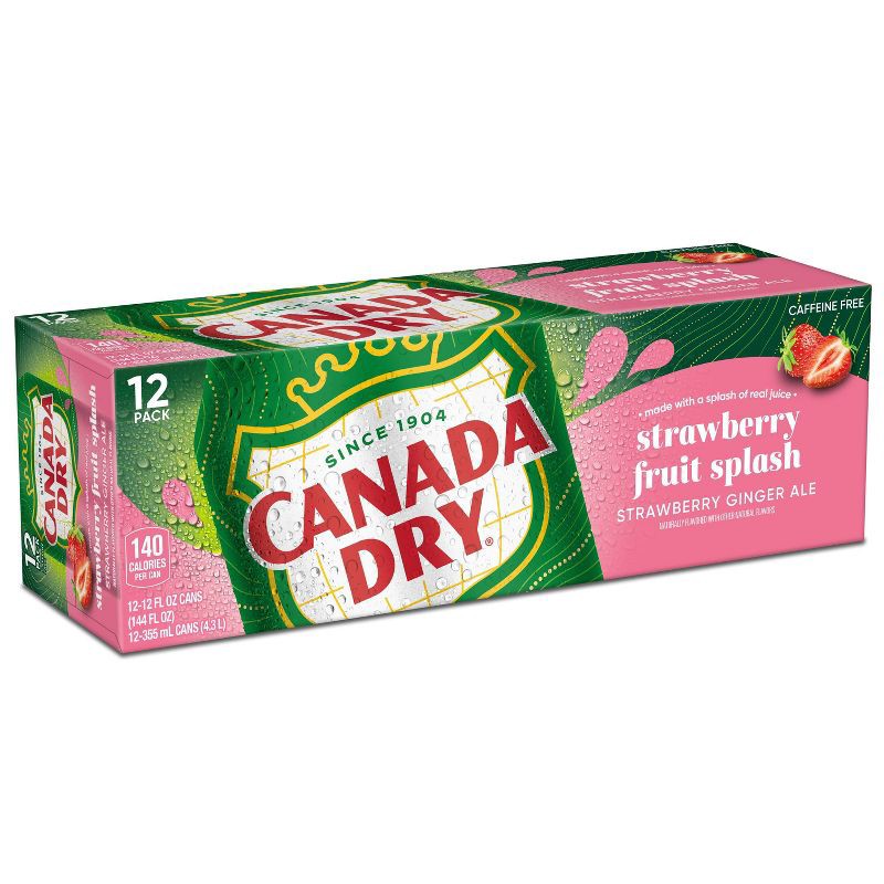 slide 4 of 7, Canada Dry Fruit Splash Strawberry Soda - 12pk/12 fl oz Cans, 12 ct; 12 fl oz
