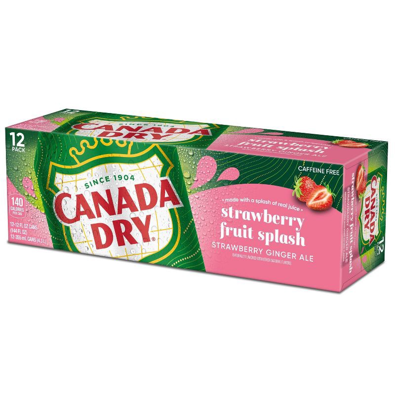 slide 5 of 7, Canada Dry Fruit Splash Strawberry Soda - 12pk/12 fl oz Cans, 12 ct; 12 fl oz