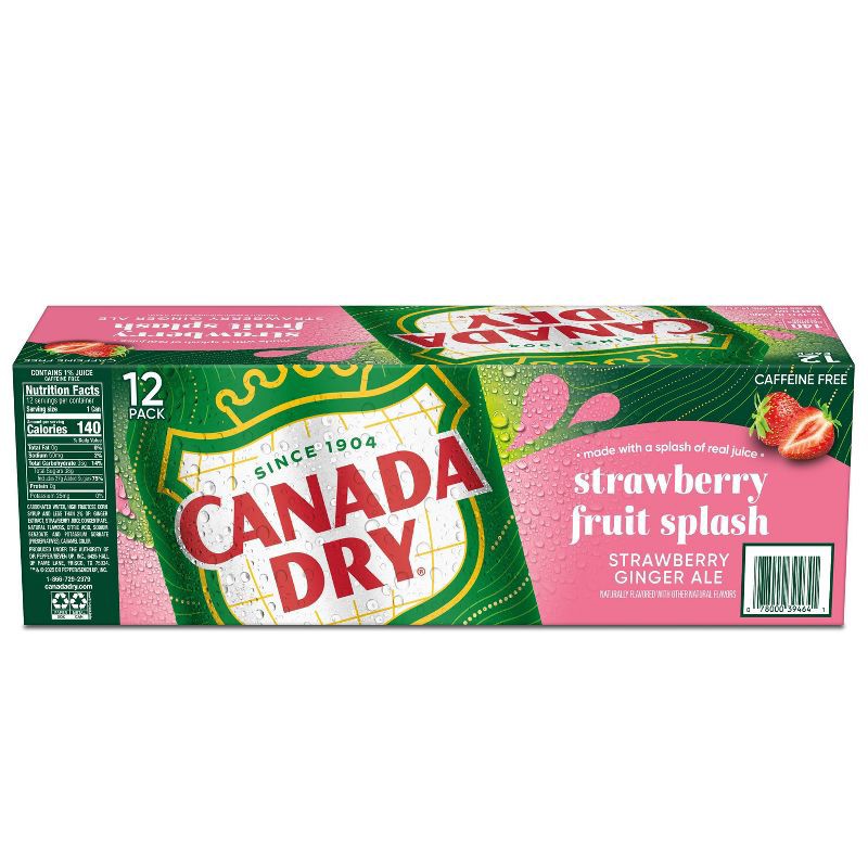slide 6 of 7, Canada Dry Fruit Splash Strawberry Soda - 12pk/12 fl oz Cans, 12 ct; 12 fl oz