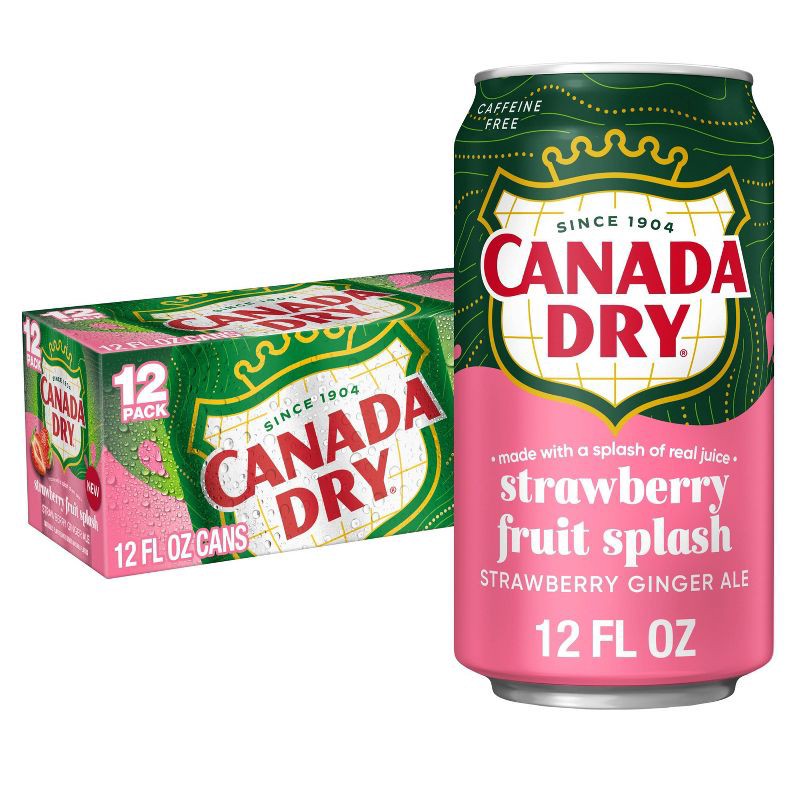 slide 1 of 7, Canada Dry Fruit Splash Strawberry Soda - 12pk/12 fl oz Cans, 12 ct; 12 fl oz