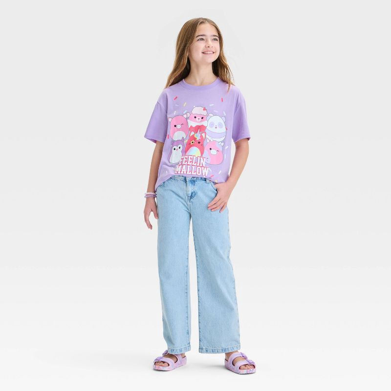 slide 4 of 4, Girls' Feelin' Mallow Squishmallows Oversized Short Sleeve Graphic T-Shirt - Purple S, 1 ct