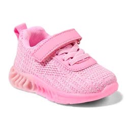 Lullaby Lane Girl's Prewalk Knit Strap Sneakers, Pink, Size 3