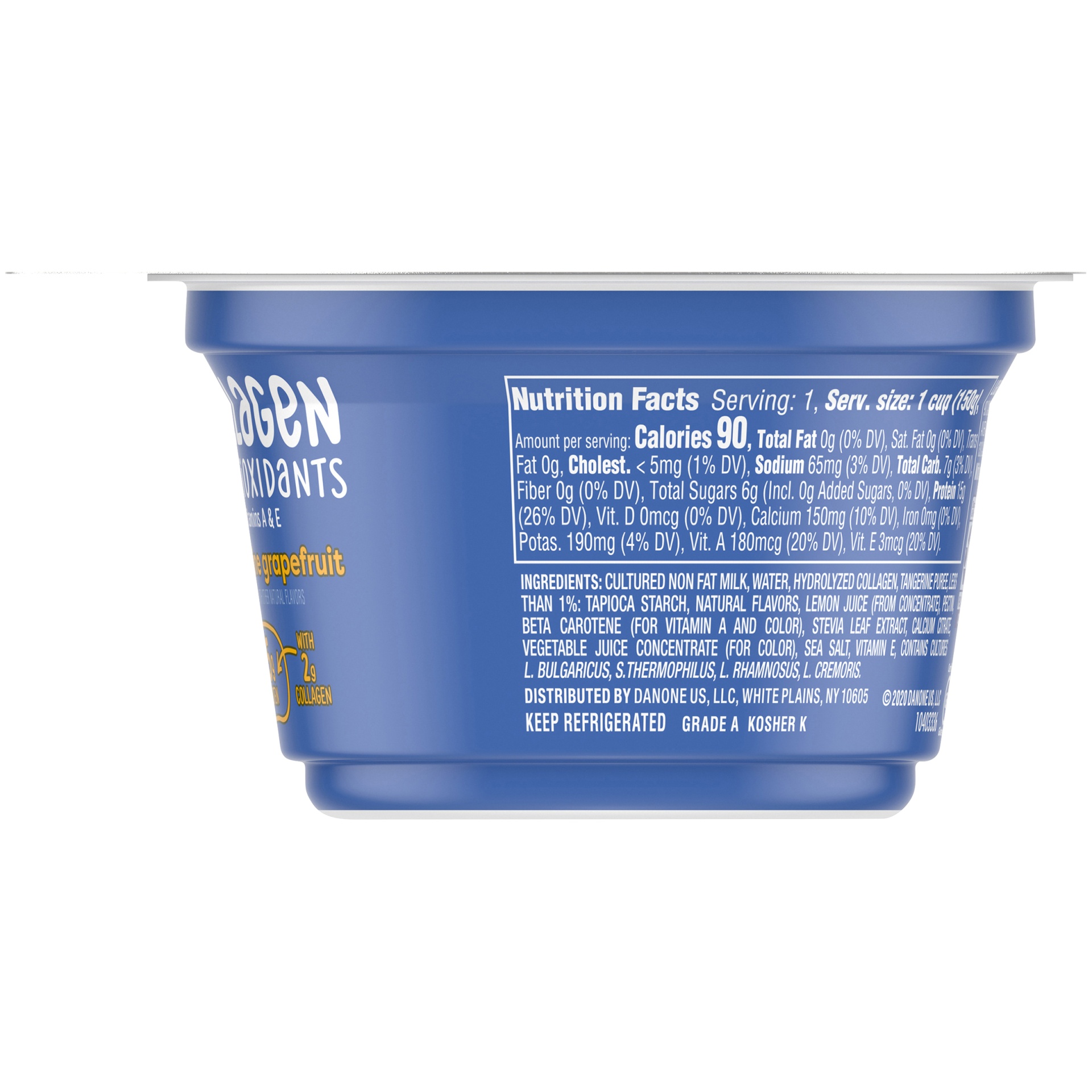 slide 2 of 7, Light + Fit Nonfat Tangerine Grapefruit Icelandic Style Yogurt with Collagen & Antioxidants, 5.3 oz