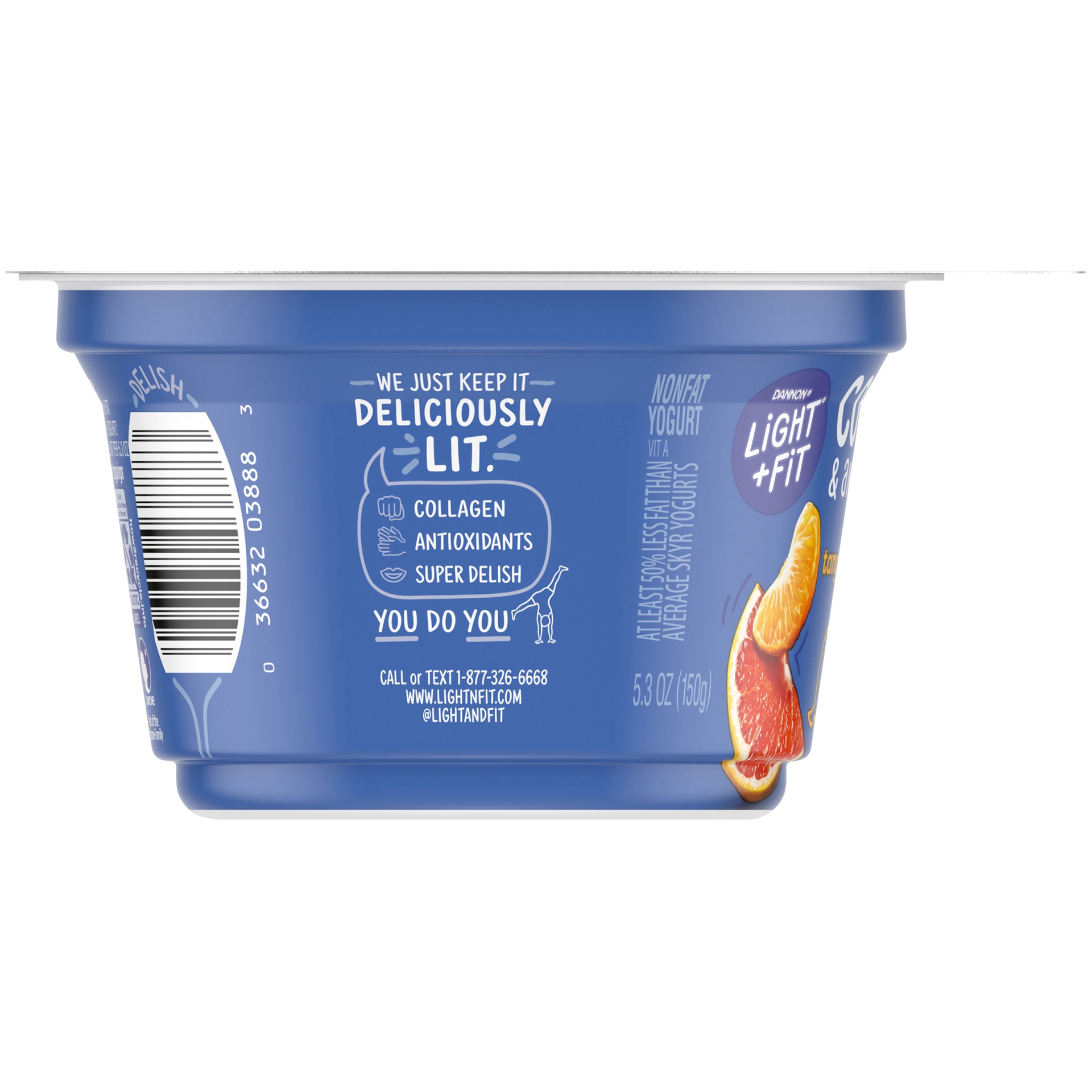 slide 3 of 7, Light + Fit Nonfat Tangerine Grapefruit Icelandic Style Yogurt with Collagen & Antioxidants, 5.3 oz