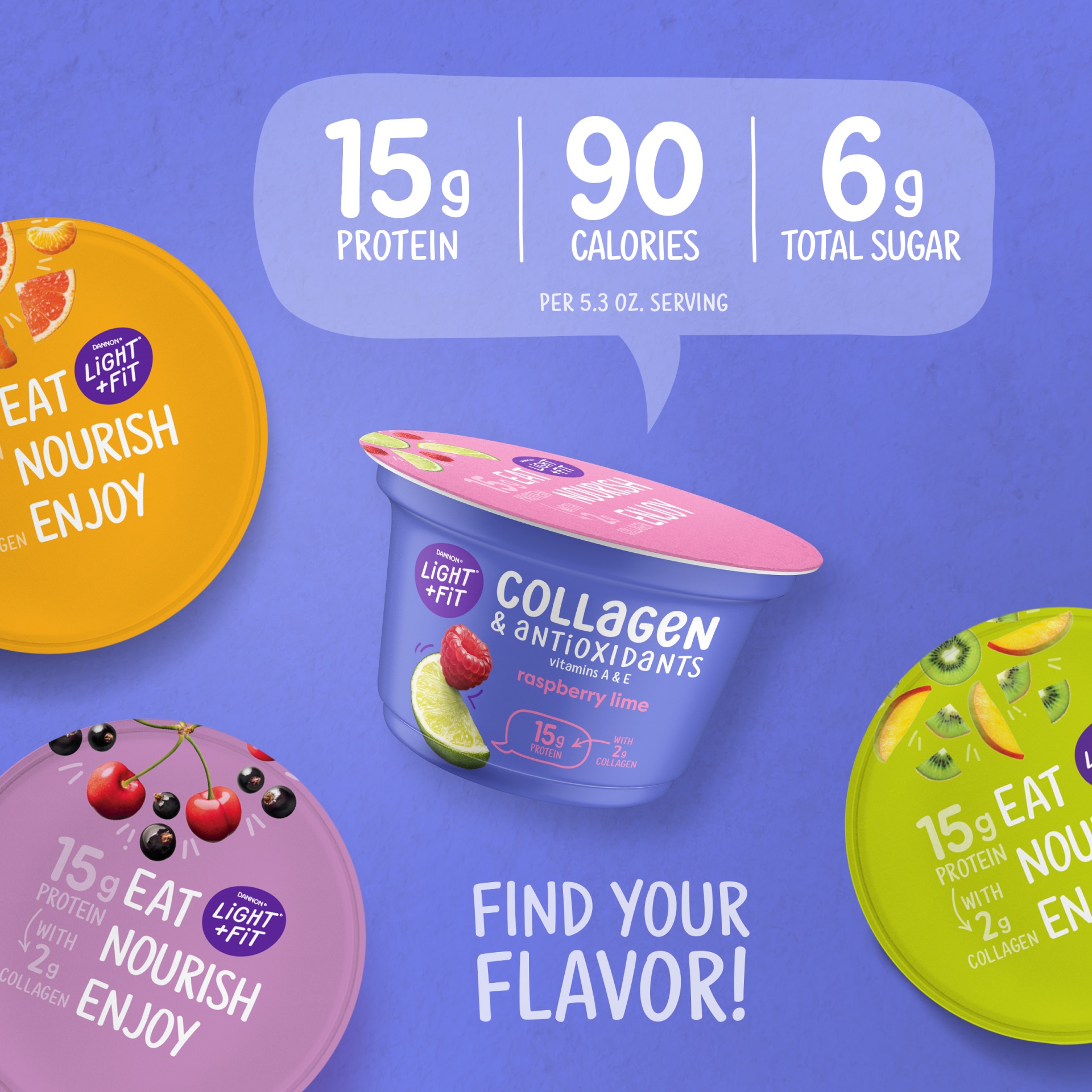 slide 6 of 7, Light + Fit Nonfat Tangerine Grapefruit Icelandic Style Yogurt with Collagen & Antioxidants, 5.3 oz