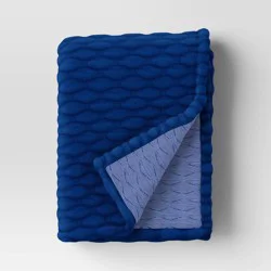 Triple Knit Throw Blanket Heathered Cobalt Blue - Room Essentials™