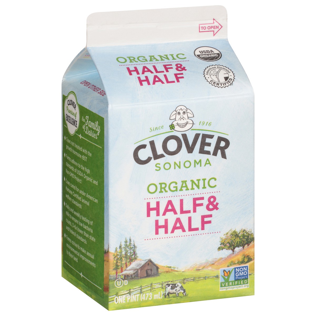 slide 2 of 9, Clover Sonoma Organic Half & Half - 1pt, 16 oz