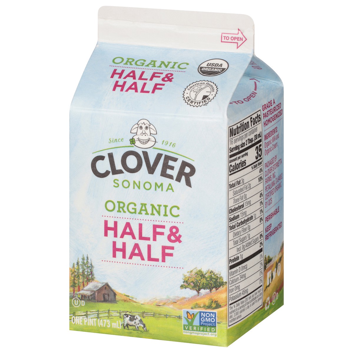 slide 3 of 9, Clover Sonoma Organic Half & Half - 1pt, 16 oz