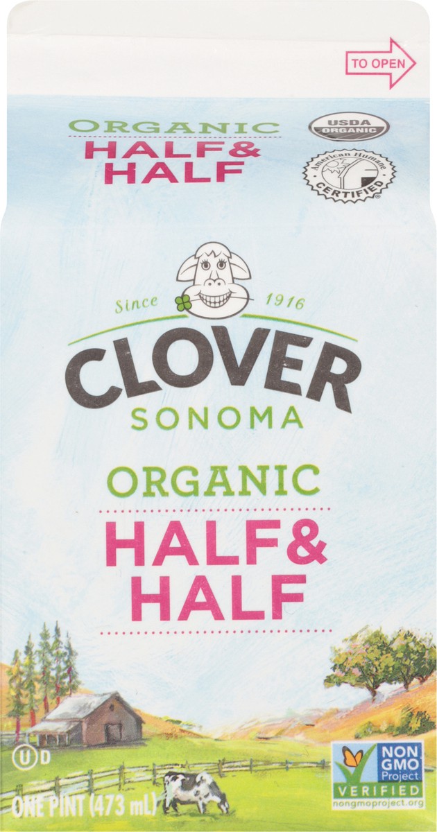 slide 6 of 9, Clover Sonoma Organic Half & Half - 1pt, 16 oz