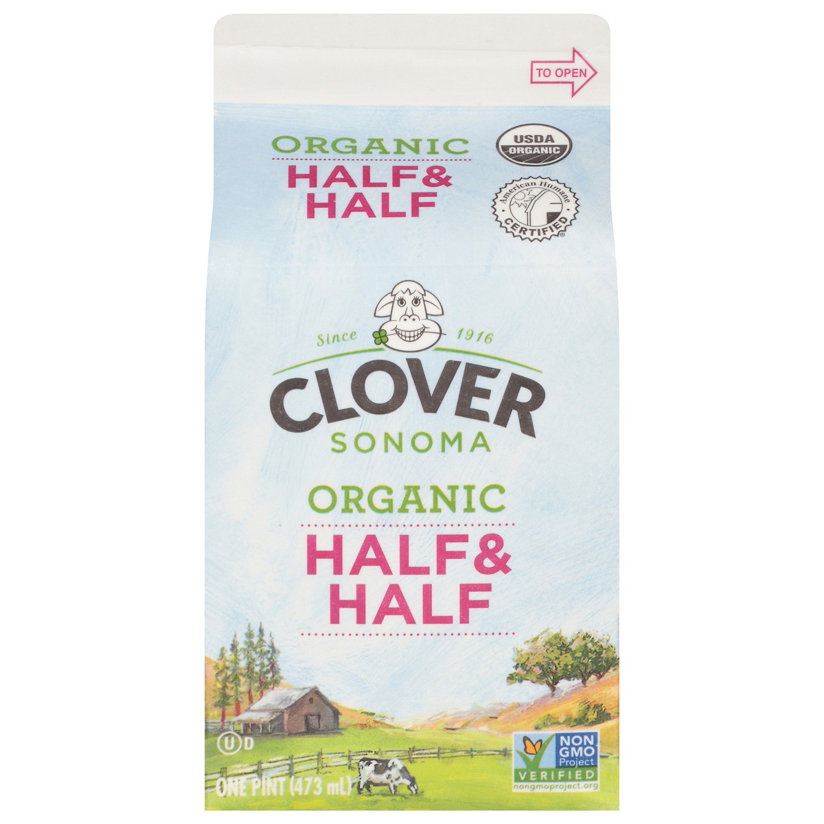 slide 1 of 9, Clover Sonoma Organic Half & Half - 1pt, 16 oz