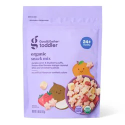 Purple Carrot and Blueberry Puffs with Banana Mango Coconut Bites Organic Toddler Snack Mix – 1.48oz - Good & Gather™