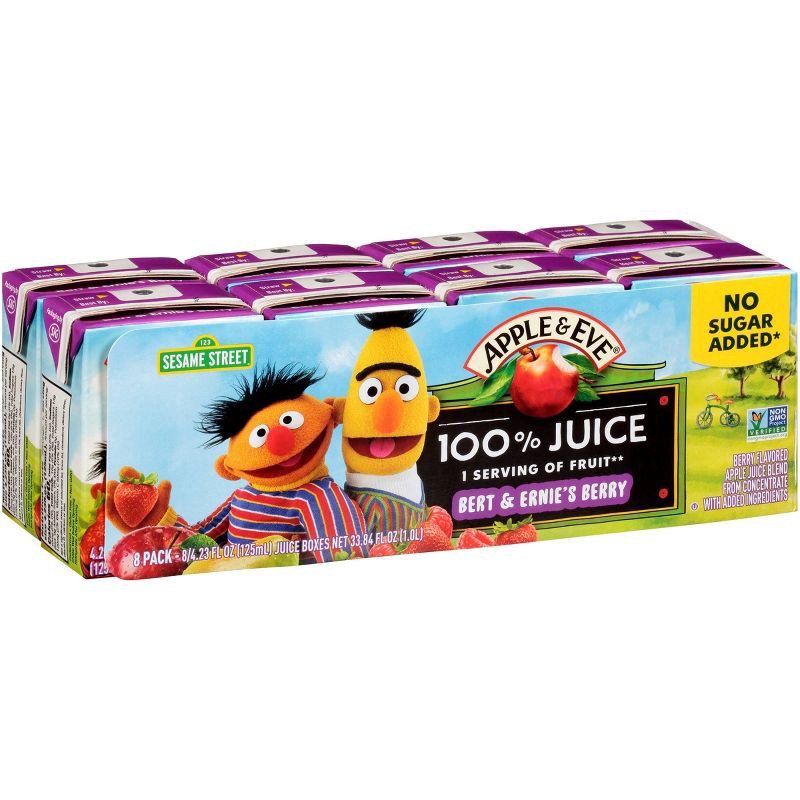 slide 2 of 7, Apple & Eve Sesame Street Bert and Ernie's Berry Fruit Juice - 8pk/4.23 fl oz, 8 ct, 4.23 fl oz