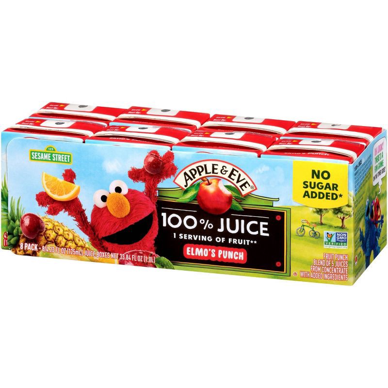slide 3 of 8, Apple & Eve Sesame Street Elmo's Punch Fruit Juice - 8pk/125ml, 8 ct, 125 ml