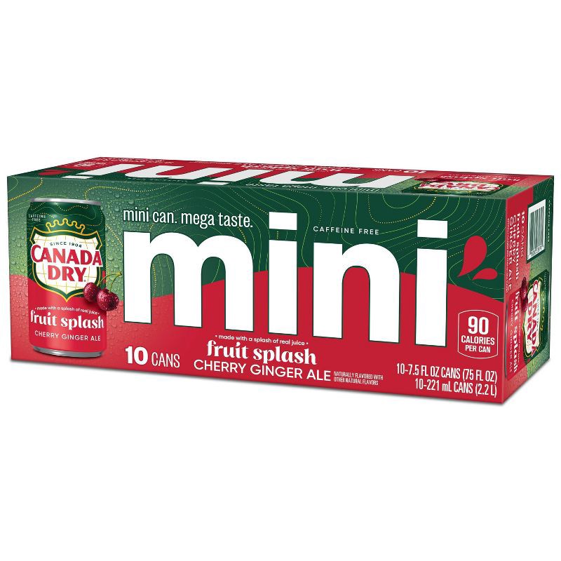 slide 5 of 7, Canada Dry Fruit Splash Cherry Soda - 10pk/7.5 fl oz Mini Cans, 10 ct; 7.5 fl oz