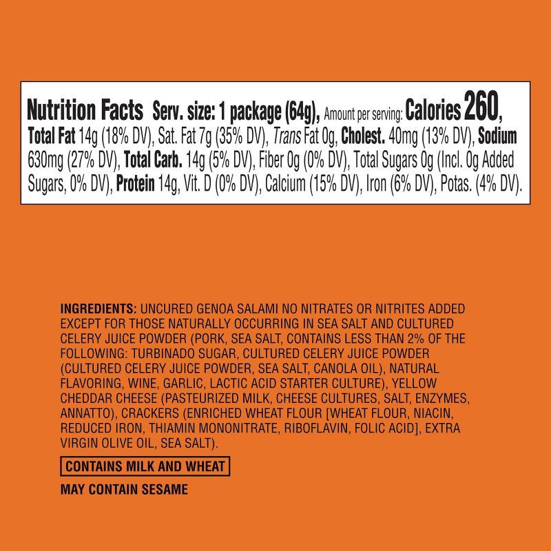 slide 4 of 4, Uncured Genoa Salami, Cheddar Cheese & Crackers Snacker 2.25oz - Good & Gather™, 2.25 oz