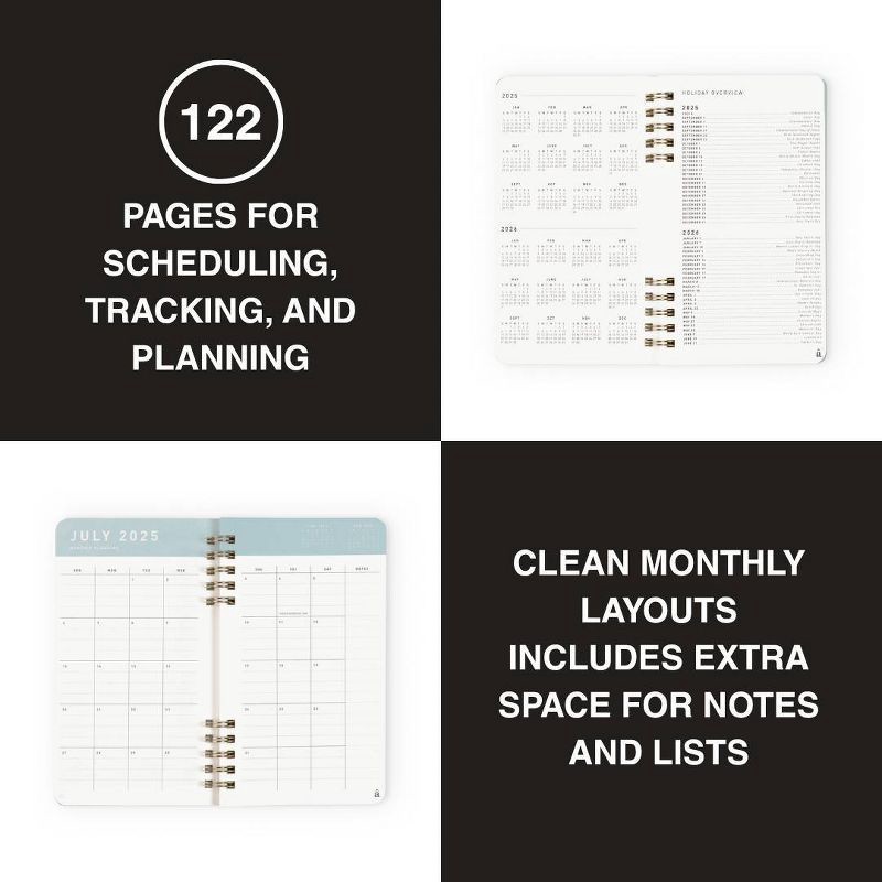 slide 3 of 10, Altitude Supplies 3.625"x6.25" Monthly Planner, July 2025 to June 2026, Seafoam Blue, 1 ct