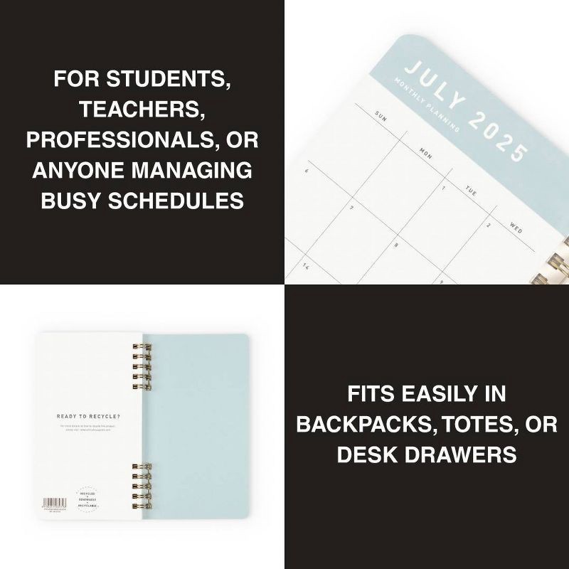 slide 4 of 10, Altitude Supplies 3.625"x6.25" Monthly Planner, July 2025 to June 2026, Seafoam Blue, 1 ct