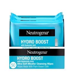 Neutrogena Hydro Boost Facial Cleanser Wipes - 50ct: Paraben-Free, Hypoallergenic, Suitable for Dry Skin