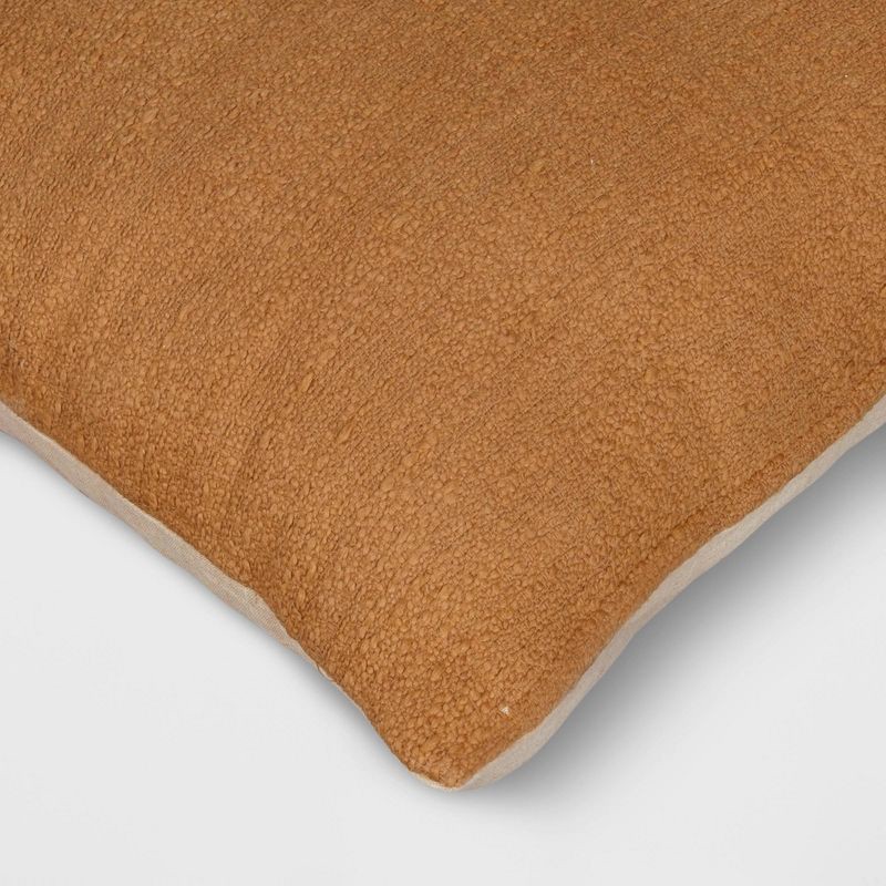 slide 5 of 5, Oversized Square Cotton Boucle Reversible Throw Pillow with Linen Caramel - Threshold™, 1 ct