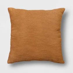 Oversized Square Cotton Boucle Reversible Throw Pillow with Linen Caramel - Threshold™