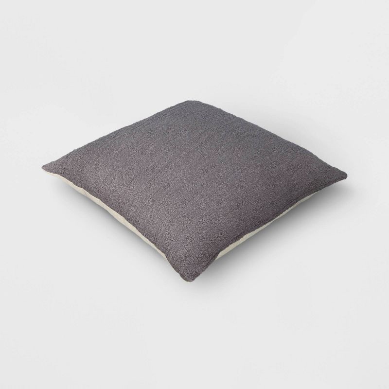 slide 4 of 5, Oversized Square Cotton Boucle Reversible Throw Pillow with Linen Gray - Threshold™, 1 ct
