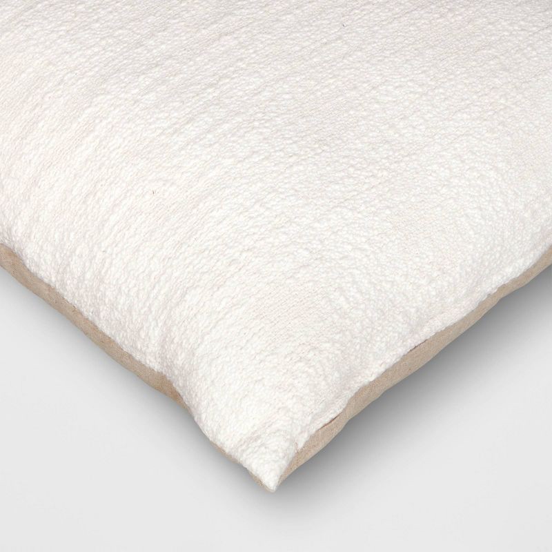 slide 5 of 5, Oversized Square Cotton Boucle Reversible Throw Pillow with Linen Ivory - Threshold™, 1 ct