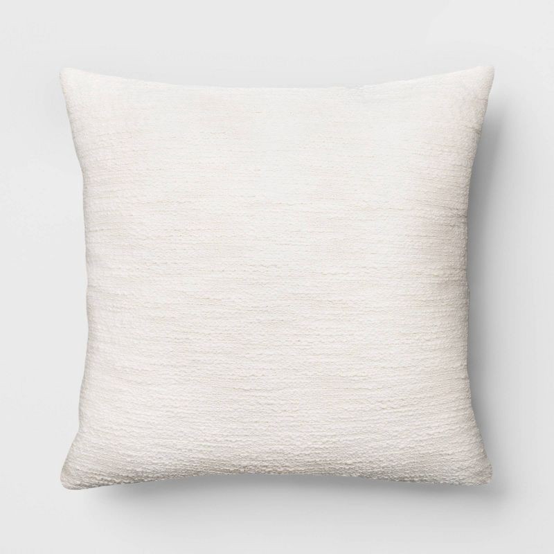 slide 1 of 5, Oversized Square Cotton Boucle Reversible Throw Pillow with Linen Ivory - Threshold™, 1 ct