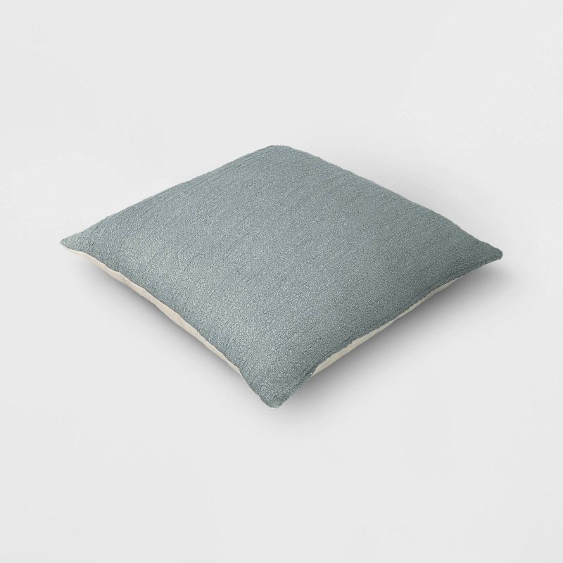 slide 4 of 5, Oversized Square Cotton Boucle Reversible Throw Pillow with Linen Light Washed Green - Threshold™, 1 ct