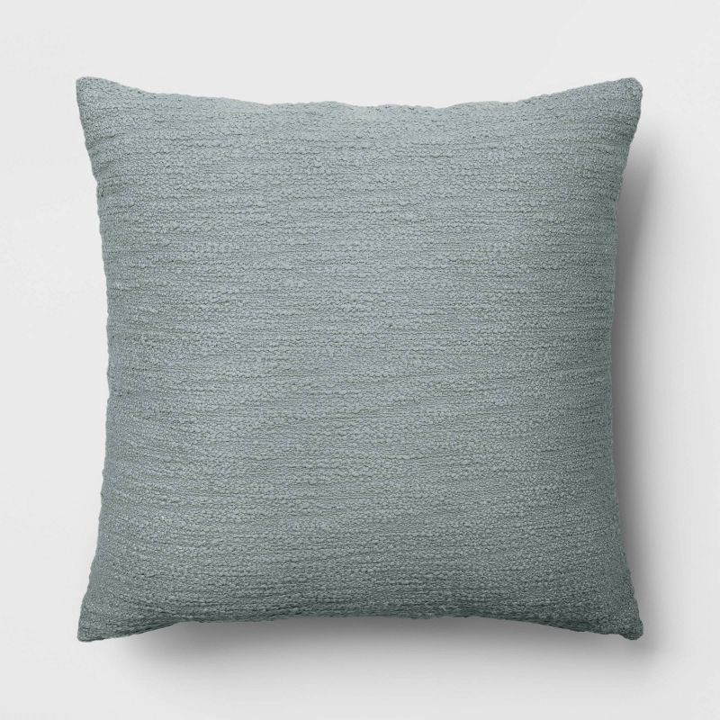 slide 1 of 5, Oversized Square Cotton Boucle Reversible Throw Pillow with Linen Light Washed Green - Threshold™, 1 ct