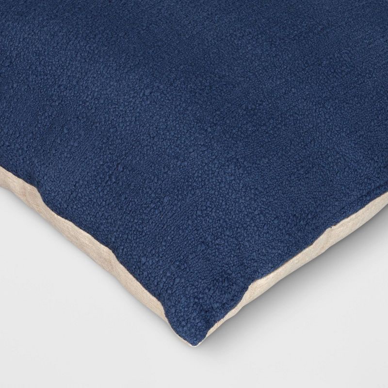 slide 5 of 5, Oversized Square Cotton Boucle Reversible Throw Pillow with Linen Blue - Threshold™, 1 ct