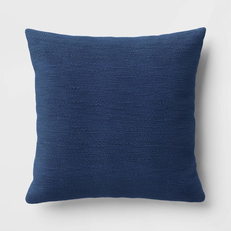 slide 1 of 5, Oversized Square Cotton Boucle Reversible Throw Pillow with Linen Blue - Threshold™, 1 ct
