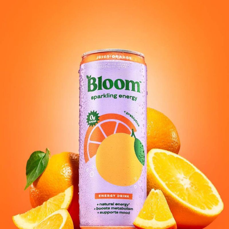 slide 2 of 8, BLOOM NUTRITION Sparkling Energy Drink - Juicy Orange - 12 fl oz Can, 12 fl oz