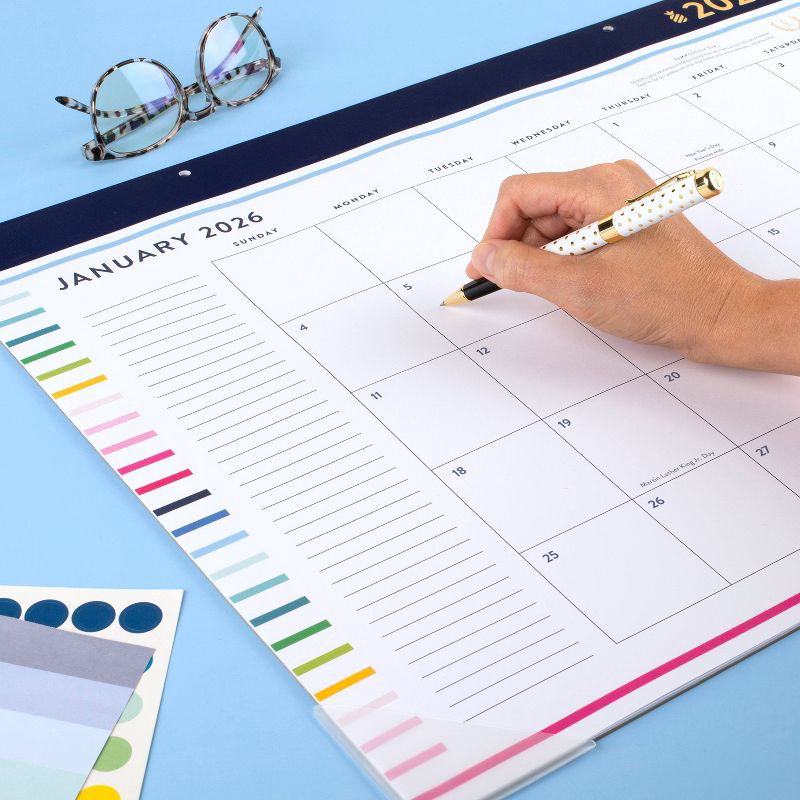 slide 6 of 7, AT-A-GLANCE Emily Ley 2025-2026 22"x17.125" Monthly Desk Pad Happy Stripe, 1 ct