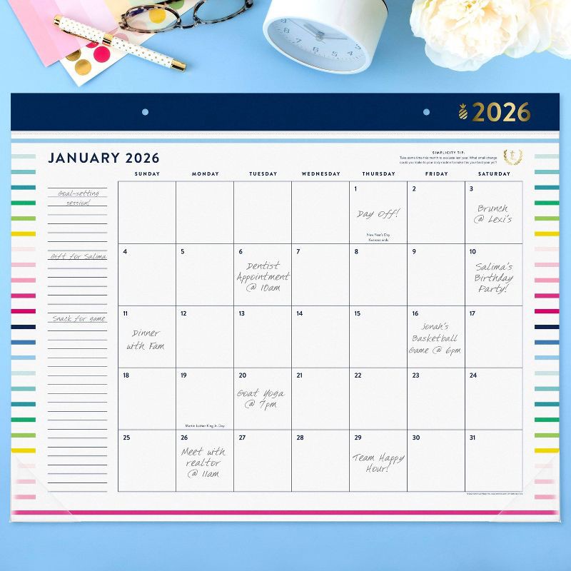 slide 7 of 7, AT-A-GLANCE Emily Ley 2025-2026 22"x17.125" Monthly Desk Pad Happy Stripe, 1 ct