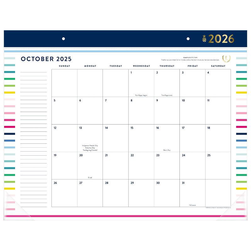 slide 1 of 7, AT-A-GLANCE Emily Ley 2025-2026 22"x17.125" Monthly Desk Pad Happy Stripe, 1 ct