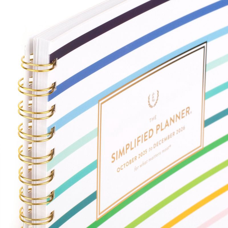 slide 2 of 8, AT-A-GLANCE Emily Ley Large 2025-2026 Weekly/Monthly 11"x9.375" Printed Poly Happy Stripe, 1 ct