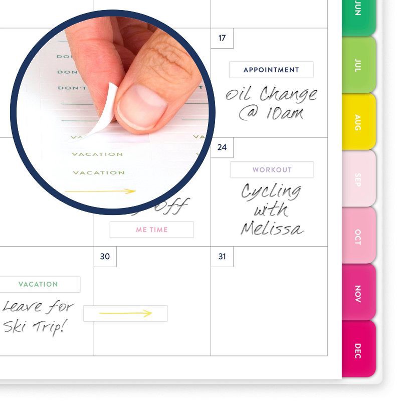 slide 4 of 8, AT-A-GLANCE Emily Ley Large 2025-2026 Weekly/Monthly 11"x9.375" Printed Poly Happy Stripe, 1 ct